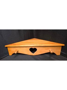 Vintage Heart Cut-Out Corner Wooden Wall Shelf Cottage Core Decor